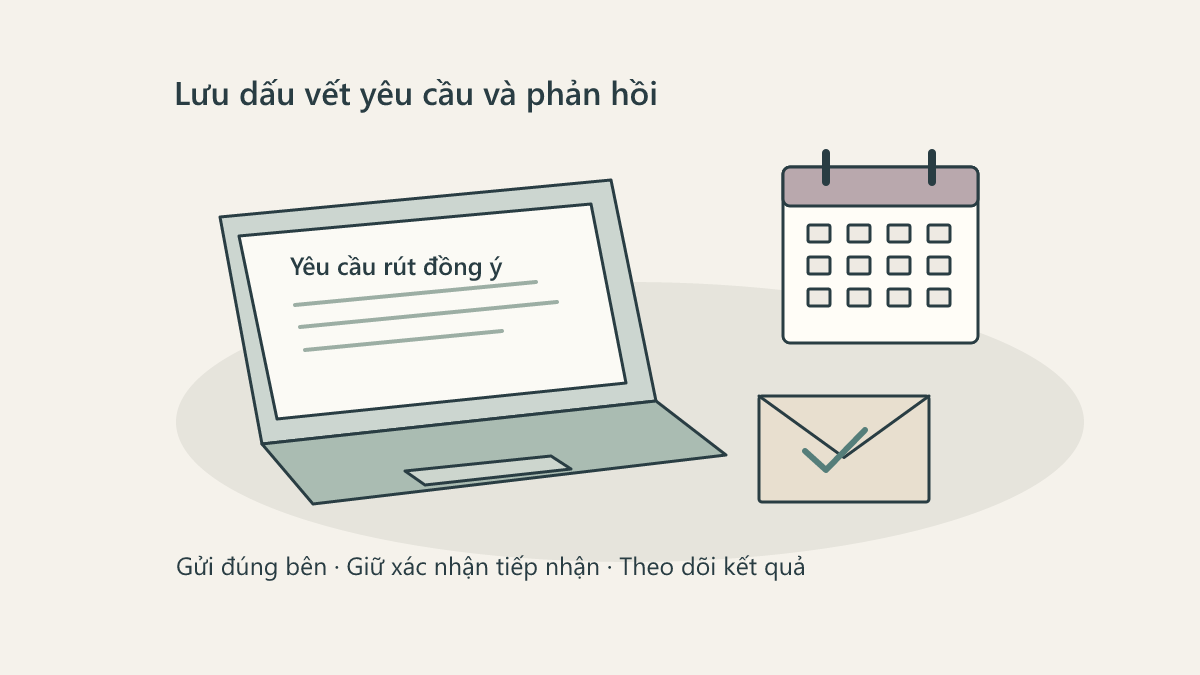 Rút đồng ý tiếp thị và theo dõi yêu cầu bằng văn bản
