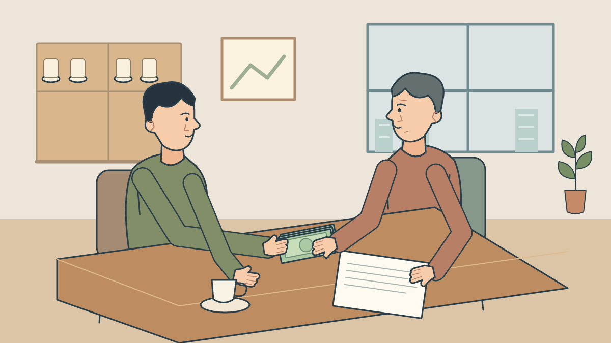 Hai bên đối chiếu khoản tiền hoàn trả và giấy ghi nhận nợ vay